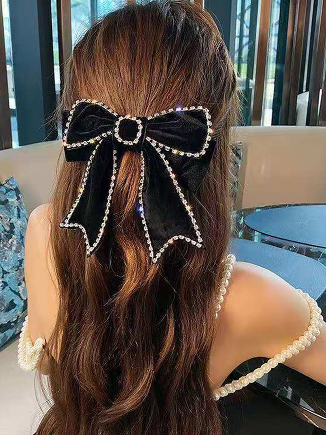 Rhinestone & Bow Decor Hair Clip | SHEIN