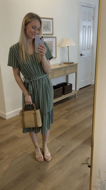 Amazon spring outfit. Green dress, straw bag, gold sandals 

#LTKitbag #LTKfindsunder50 #LTKSeasonal