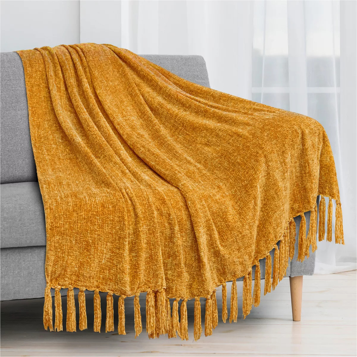 PAVILIA Chenille Throw Blanket with Woven Knitted Tassel Fringe for Couch, Living Room Decor and ... | Target