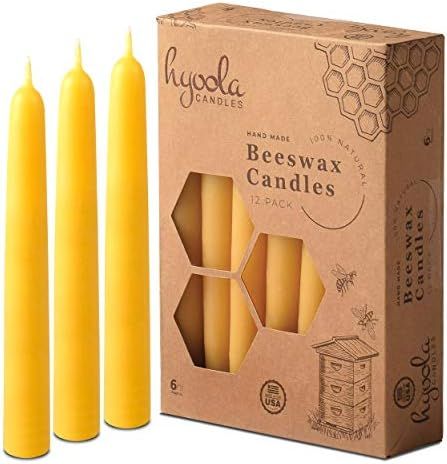 Amazon.com: Hyoola Beeswax Taper Candles 12 Pack – Handmade, All Natural, 100% Pure Scented Bee... | Amazon (US)