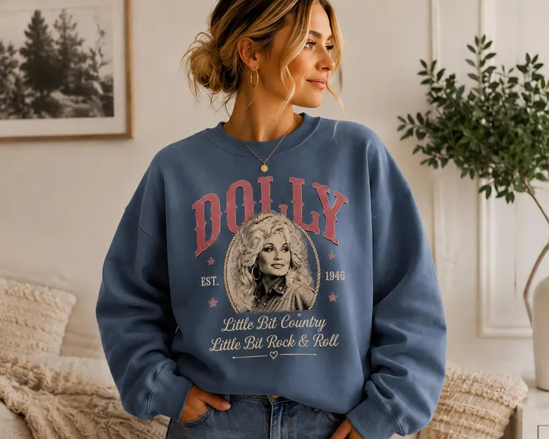 Dolly Parton Sweatshirt, Vintage Country Music Crewneck, Little Bit Country Sweatshirt, Retro Wes... | Etsy (Global)
