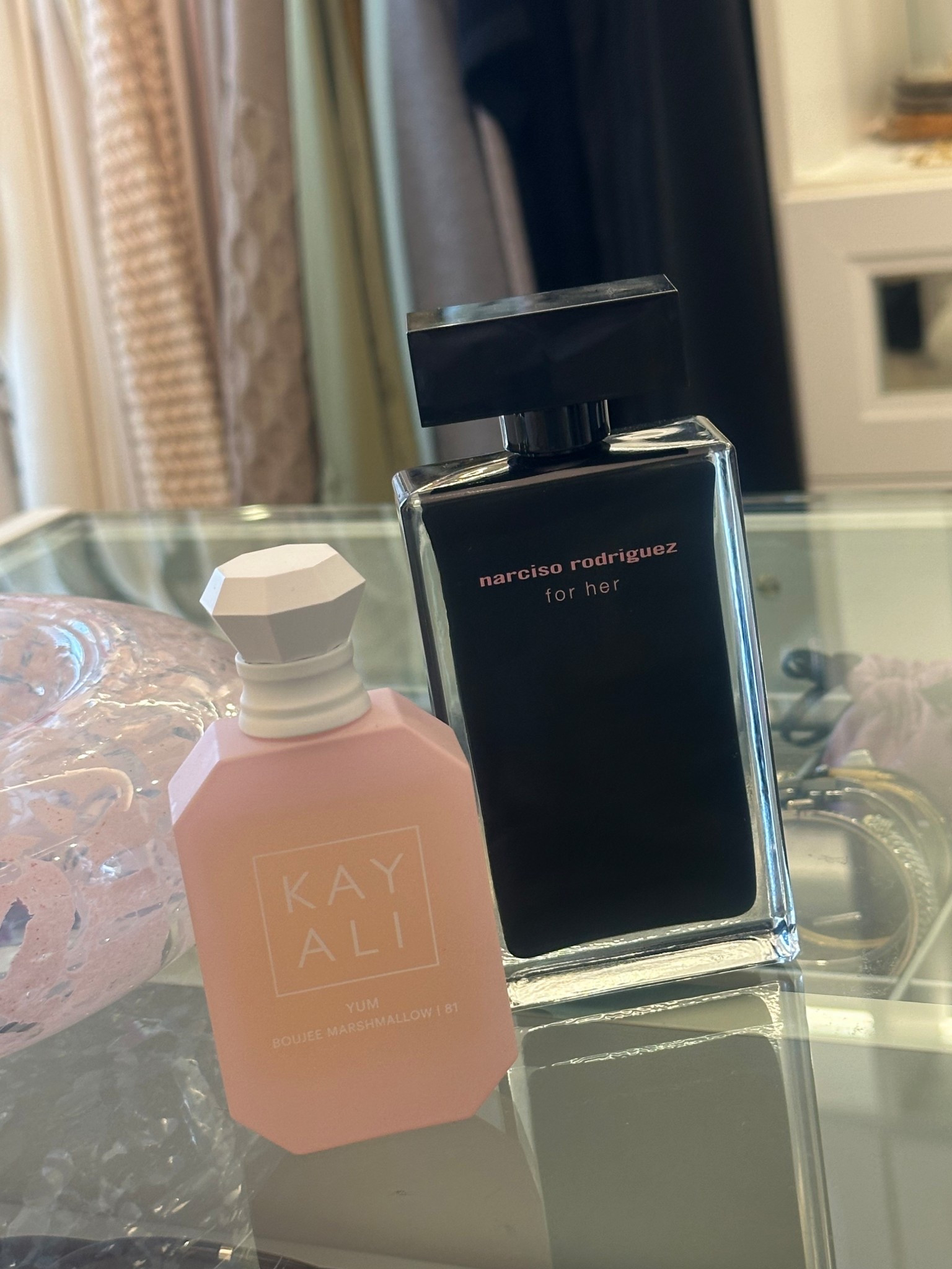 An unexpected perfect combo. 💫 revisited an old favorite perfume, “For Her”, that I wore in college. Floral, sophisticated…. Notes of warm wood, osmanthus, bergamot and orange flower. 
Narcisco Rodriguez created it to honor Carolyn Bessette - creating it to duplicate her signature perfume oil she always wore with the same notes. 
I like to layer a spray of the sweeter fragrance on top to make it even more unique. 💕

#LTKBeauty