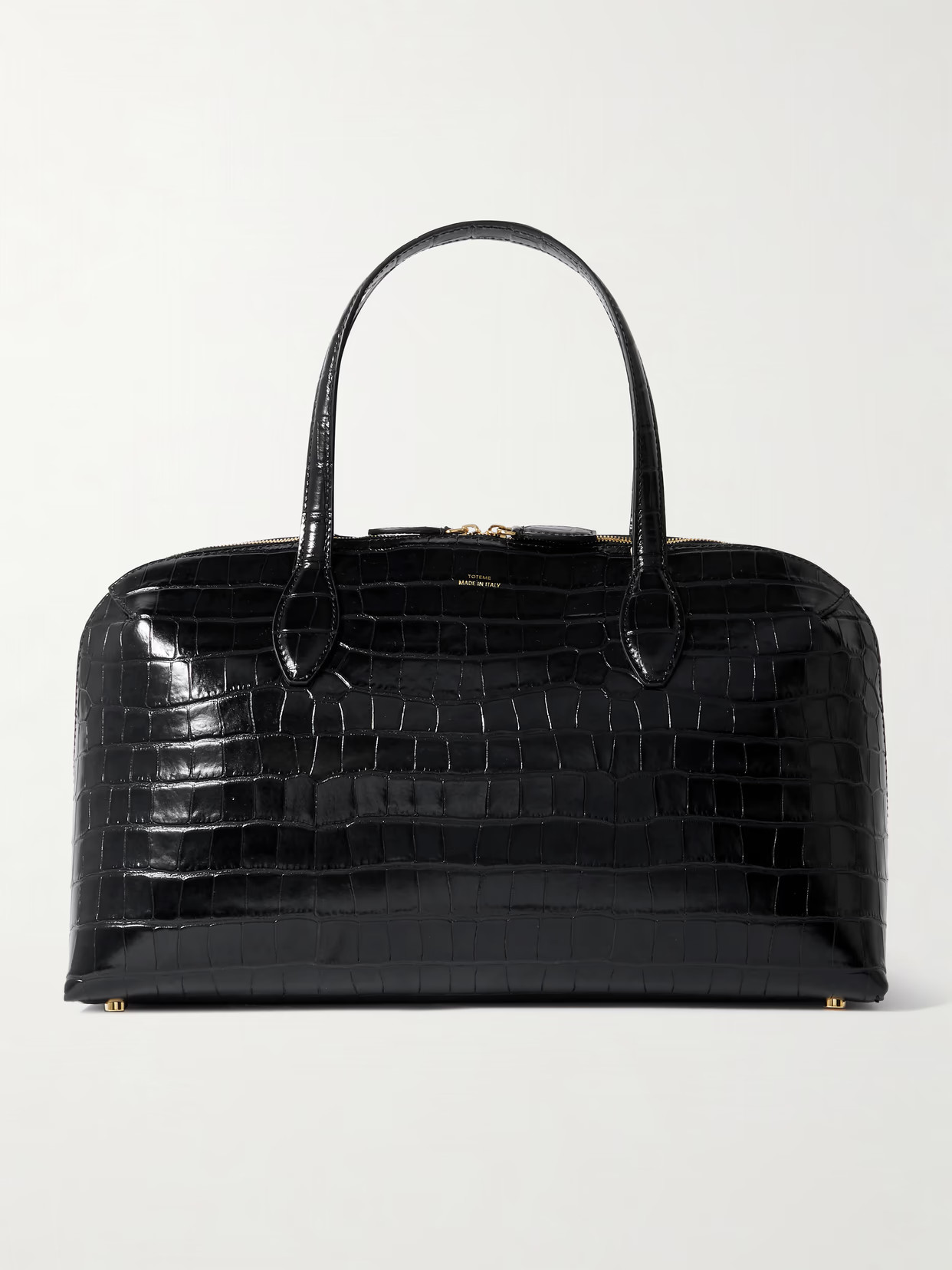 TOTEME - Croc-effect Leather Tote - Black | NET-A-PORTER (US)
