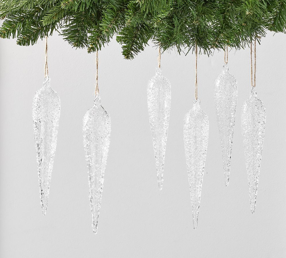 Glass Textured Icicle Ornament Set of 6 | Pottery Barn (US)