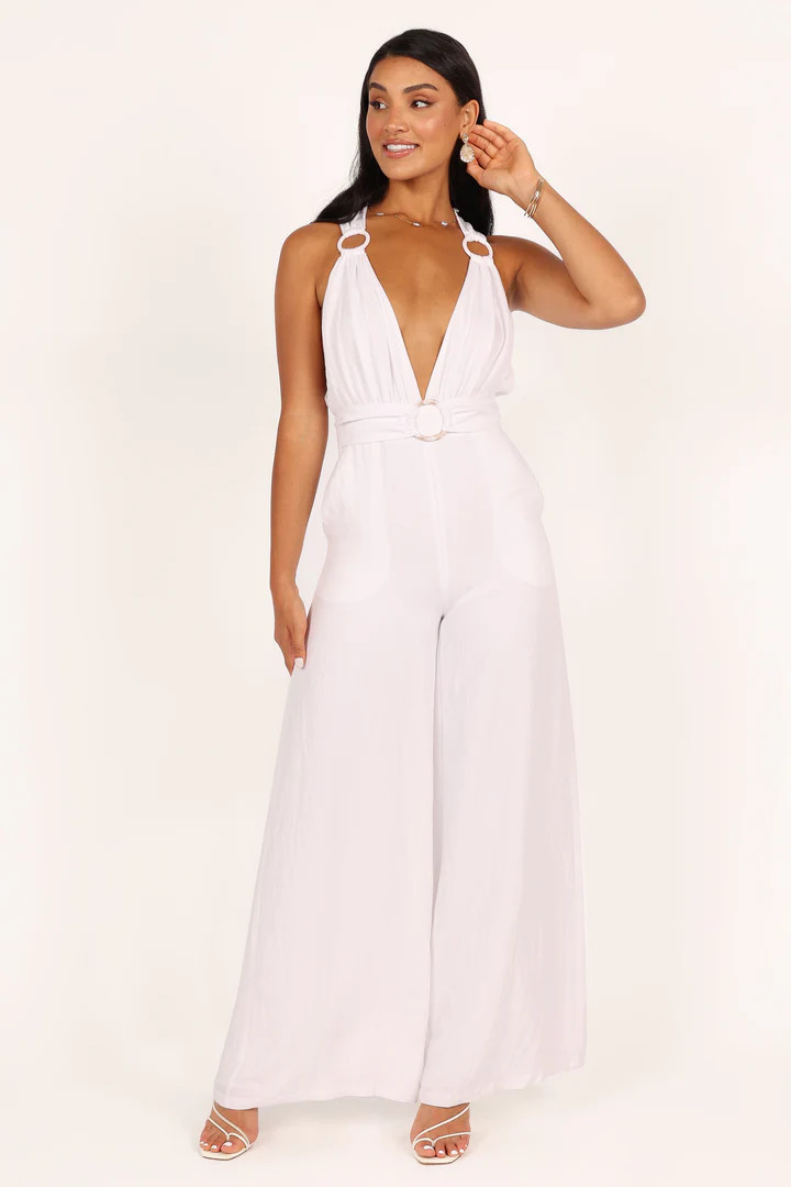 Imani Belted Jumpsuit - White | Petal & Pup (US)