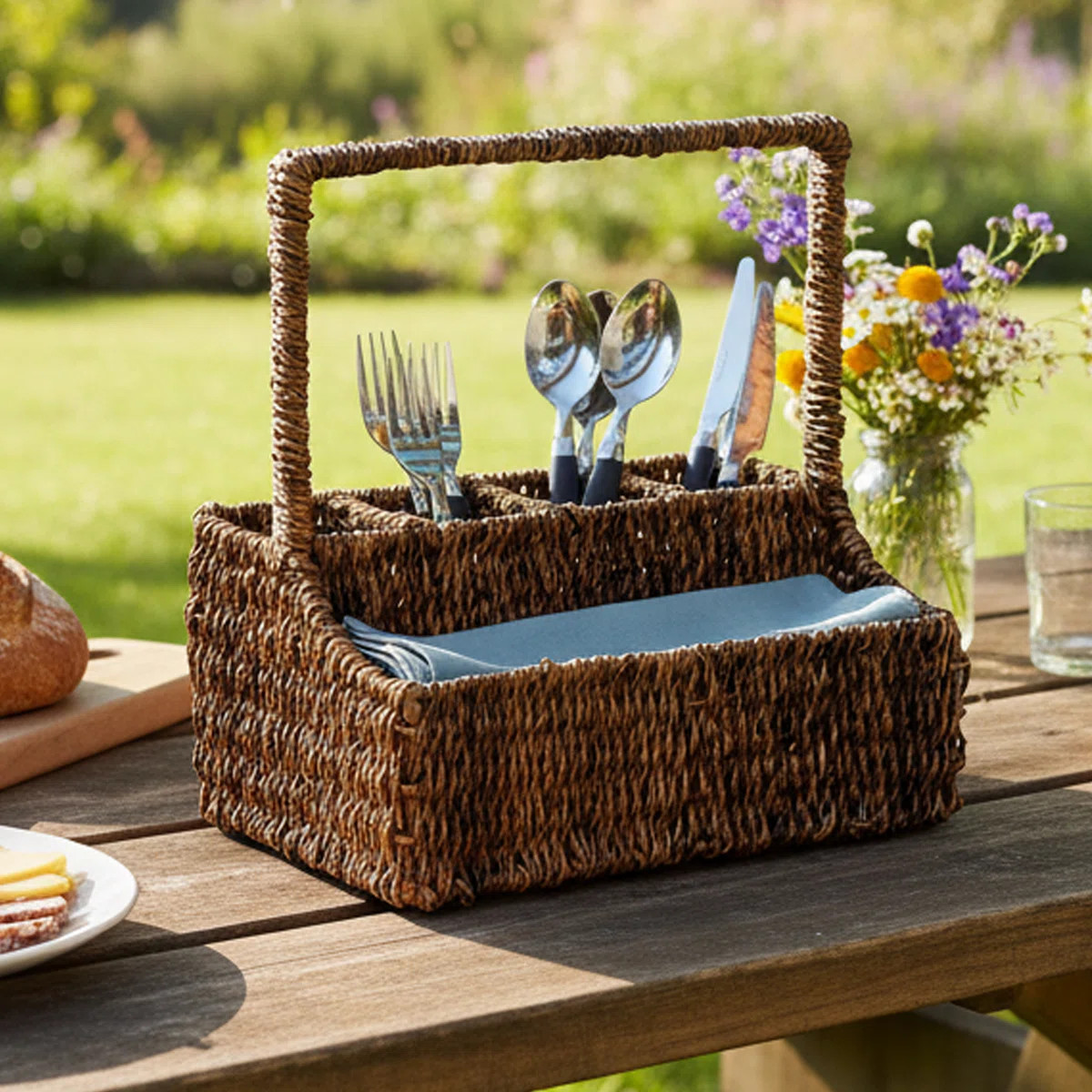 Lutie Abaca Rectangle Flatware Caddy | Wayfair North America