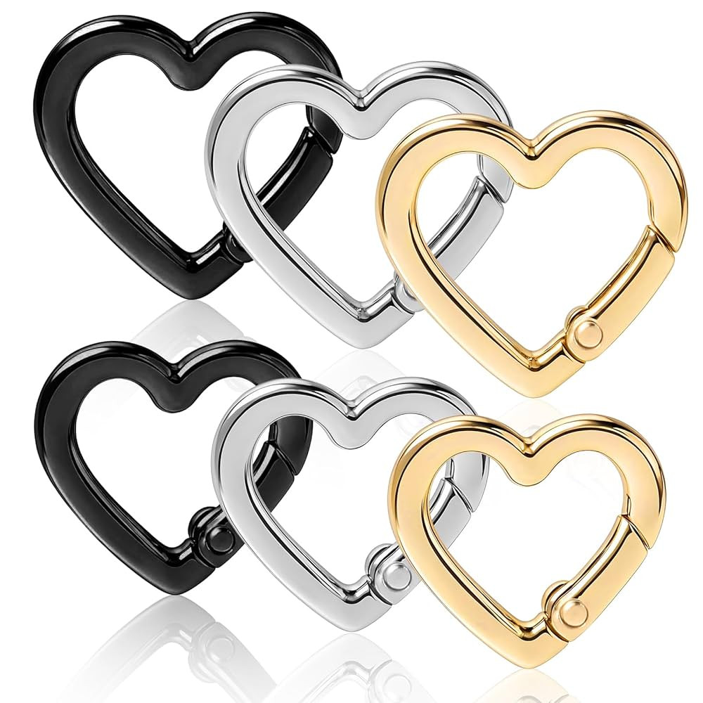 6 Pcs Heart Carabiner, Small Carabiner Keychain Clip, Cute Heart Shaped Carabiner, Key Ring for C... | Amazon (US)