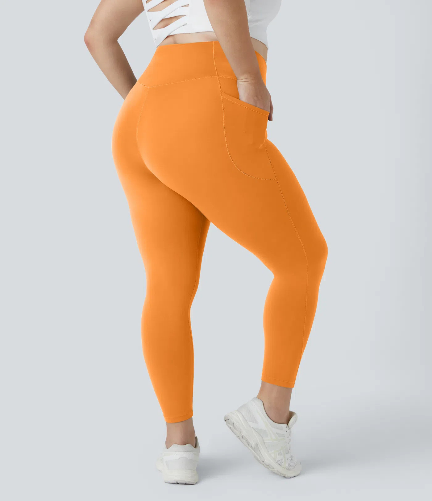 Women’s Softlyzero™ High Waisted Crossover Side Pocket Plain Plus Size Full Length Leggings-U... | HALARA