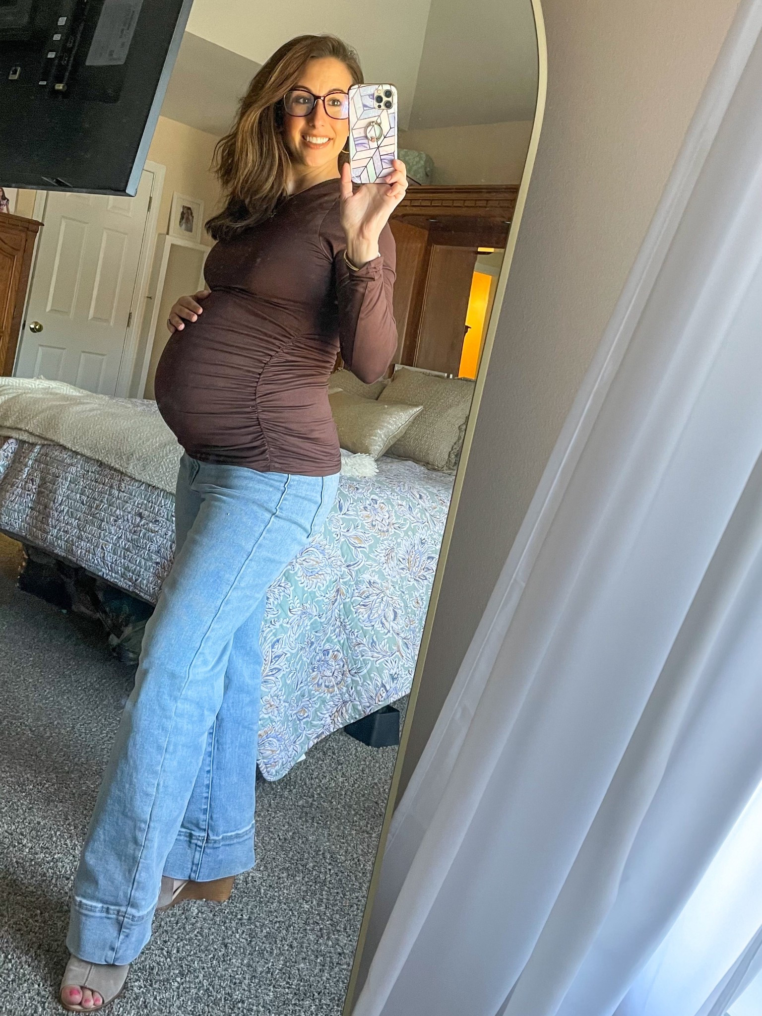Target sells Pink blush Maternity jeans!! ( online only) had no idea this brand sold at target ! Soo happy with my new pair of jeans and feeling cute .  

 5 ft size 27  #targetmaternity #maternityjeans #ltkfall #maternityclothes #pinkblushmaternity #maternitysweater #maternityshirt #fallclothes #datenight #familyphotooutfits #thanksgiving #blackfriday #cybermonday #ltkholiday #likestyletip #ltkmomlife #ltkselfcare 

Shirt from Amazon size small. Got a variety of colors. Align with my blue light mom reading glasses 🙃

#LTKBaby #LTKBump #LTKSeasonal