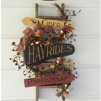 Farmhouse Fall Ladder Decor Rustic Autumn Wall Hanging | 20x13x5 | Etsy (US)