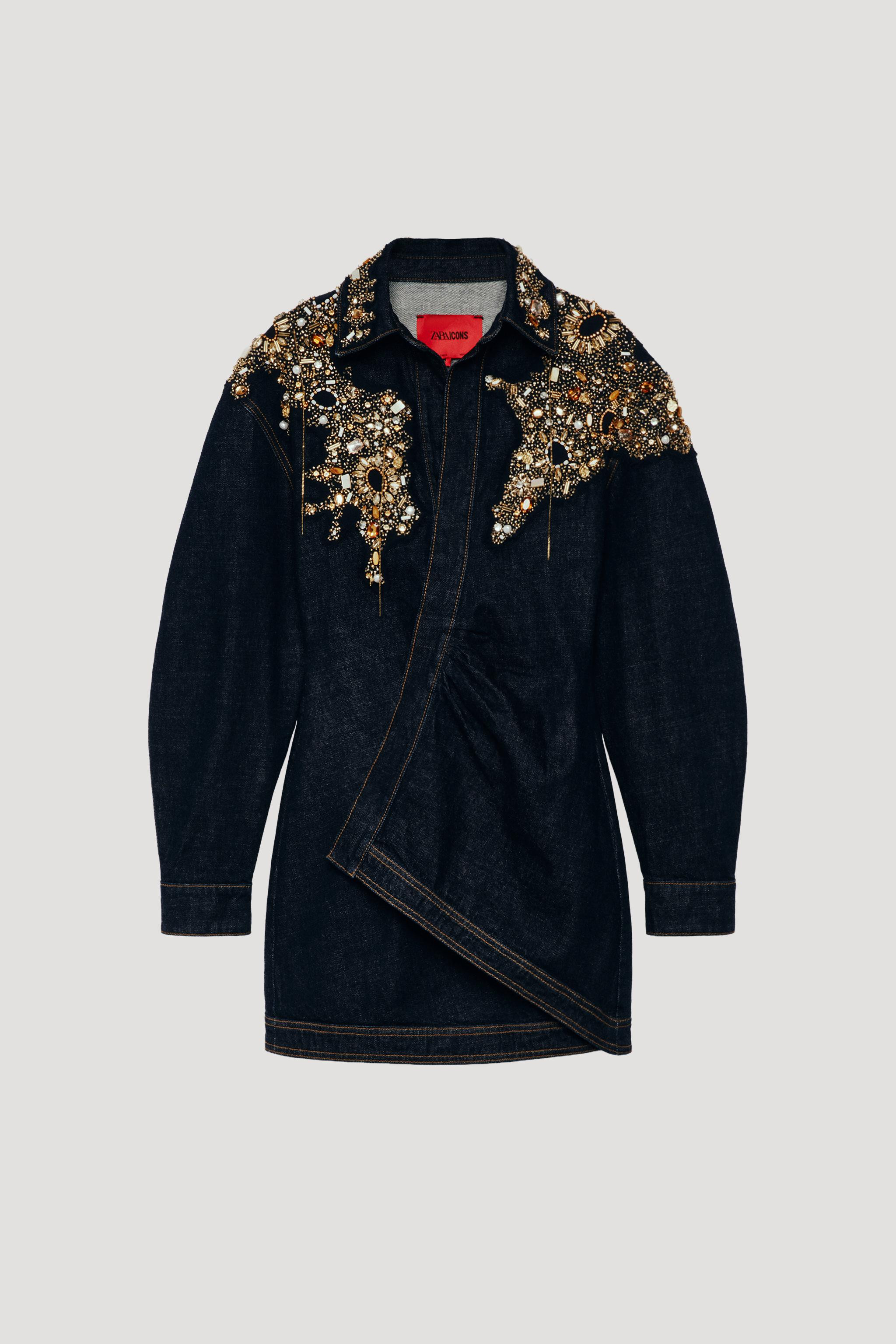 LIMITED EDITION JEWELED DENIM DRESS | Zara US