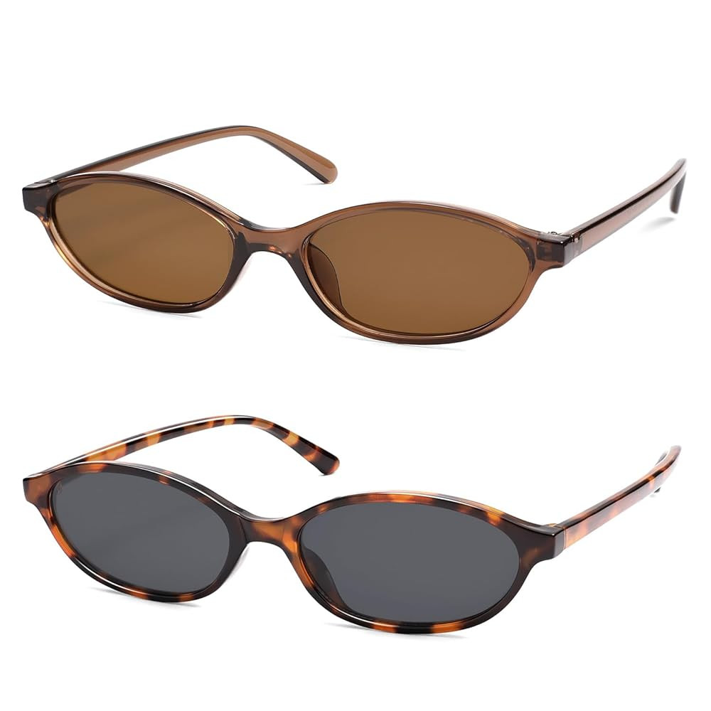 Retro Oval Cat Eye Sunglasses for Women Y2k Trendy Narrow Sunnies Designer Sun Glasses AR82253 | Amazon (US)