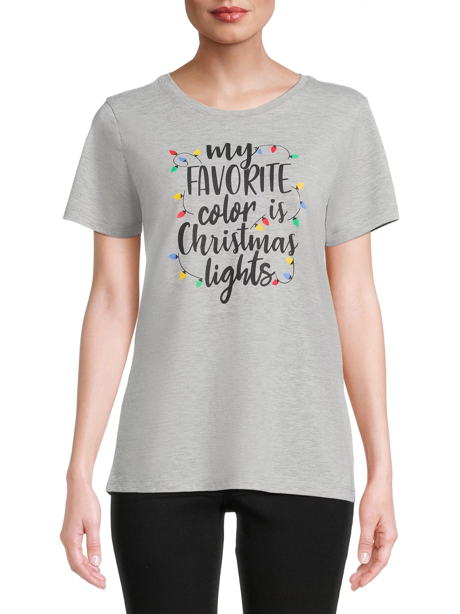 Holiday Time Womens's Christmas All of the Lights Graphic Tee | Walmart (US)