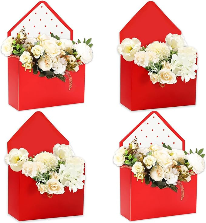 FYSUIMU 4Pcs Wedding Floral Envelope Boxes Empty Flower Paper Box Florist Bouquet Packaging Box f... | Amazon (US)