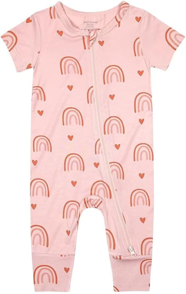 Teach Leanbh Unisex Baby Bamboo Viscose Pajamas 2 Way Zipper Short Sleeve Footless Romper Jumpsui... | Amazon (US)