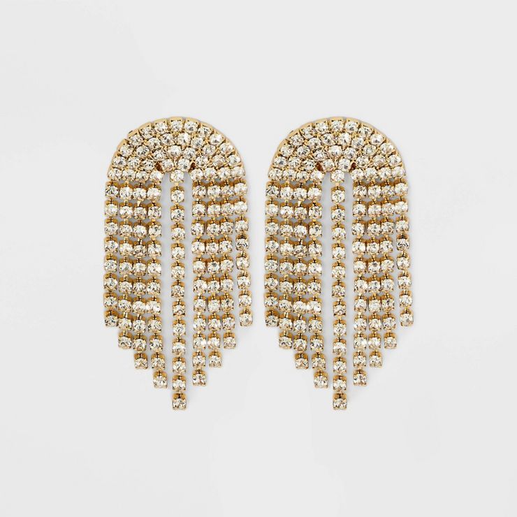 SUGARFIX by BaubleBar Crystal Fringe Drop Statement Earrings - Gold | Target