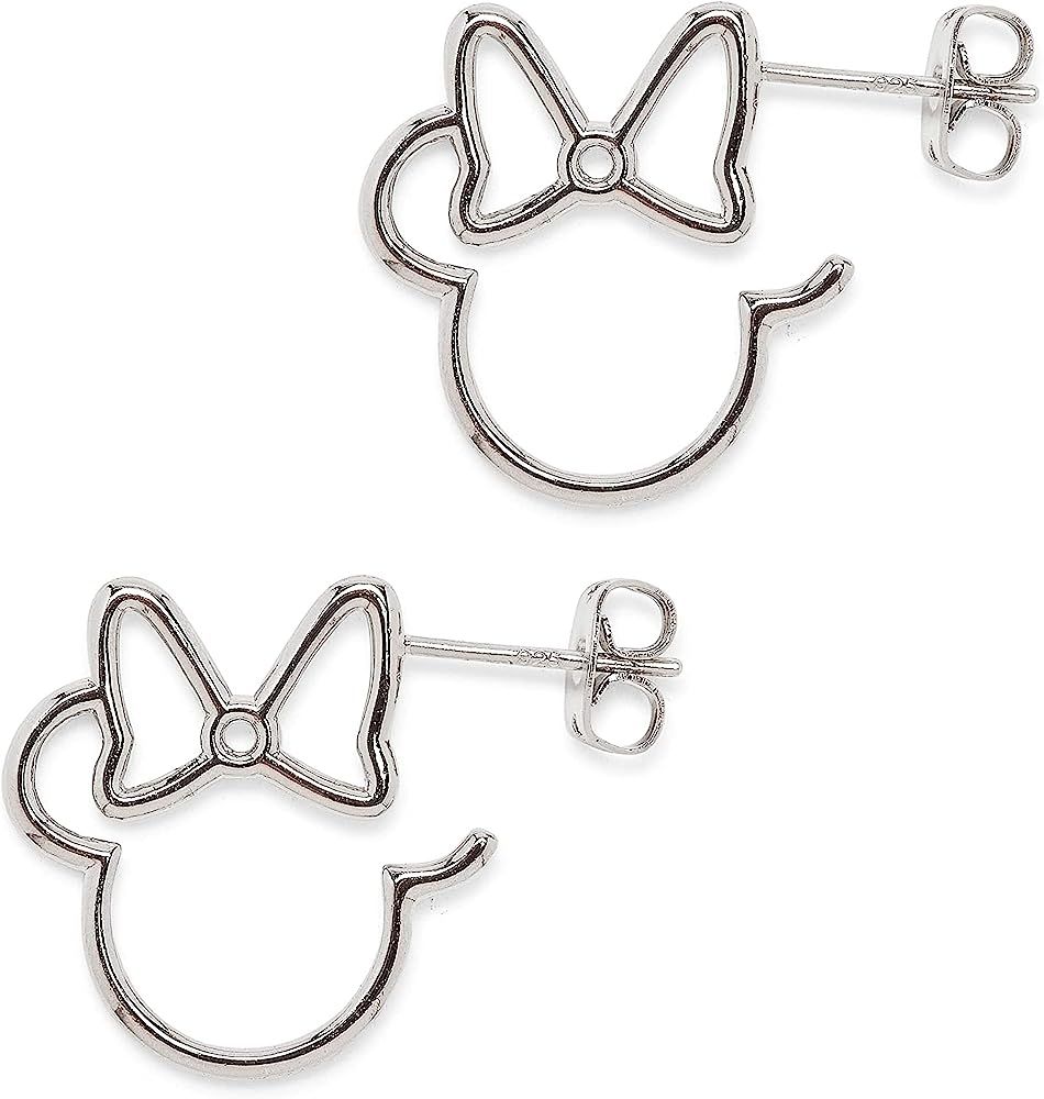 Pura Vida Silver Plated Disney Minnie Mouse Hoop Earrings - Brass Base, Sterling Silver Posts - 1... | Amazon (US)