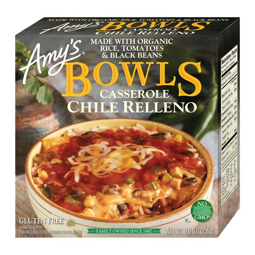 Amy's Gluten Free Non GMO Chile Relleno Casserole Bowl, 9oz Box (Frozen) | Walmart (US)