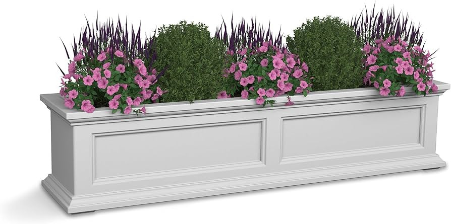 Mayne Fairfield 4ft Window Box - White - Durable Self Watering Resin Planter with Wall Mount Brac... | Amazon (US)
