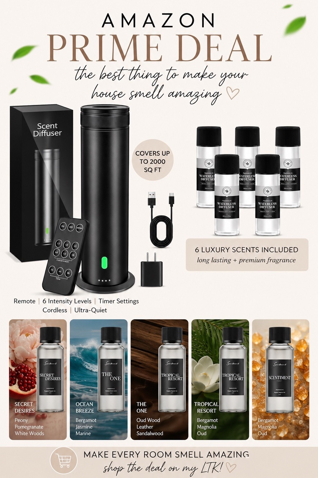 This is hands down one of my favorite Amazon finds for the home! 🤍

If you love walking into a house that smells like a luxury hotel, you need this waterless diffuser. It fills the room with amazing fragrance, and the scent options are so good!

✨ On Amazon Prime Deal right now—don’t wait if you’ve been wanting one!

🏡 Shop it in my LTK before the deal ends.

#LTKSaleAlert #LTKHome #LTKU