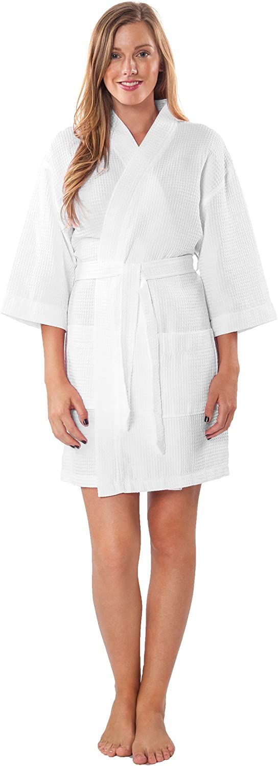 Turquaz Linen Lightweight Thigh Length Robes For Women - Waffle Kimono Bridesmaids Robe - Summer ... | Amazon (US)