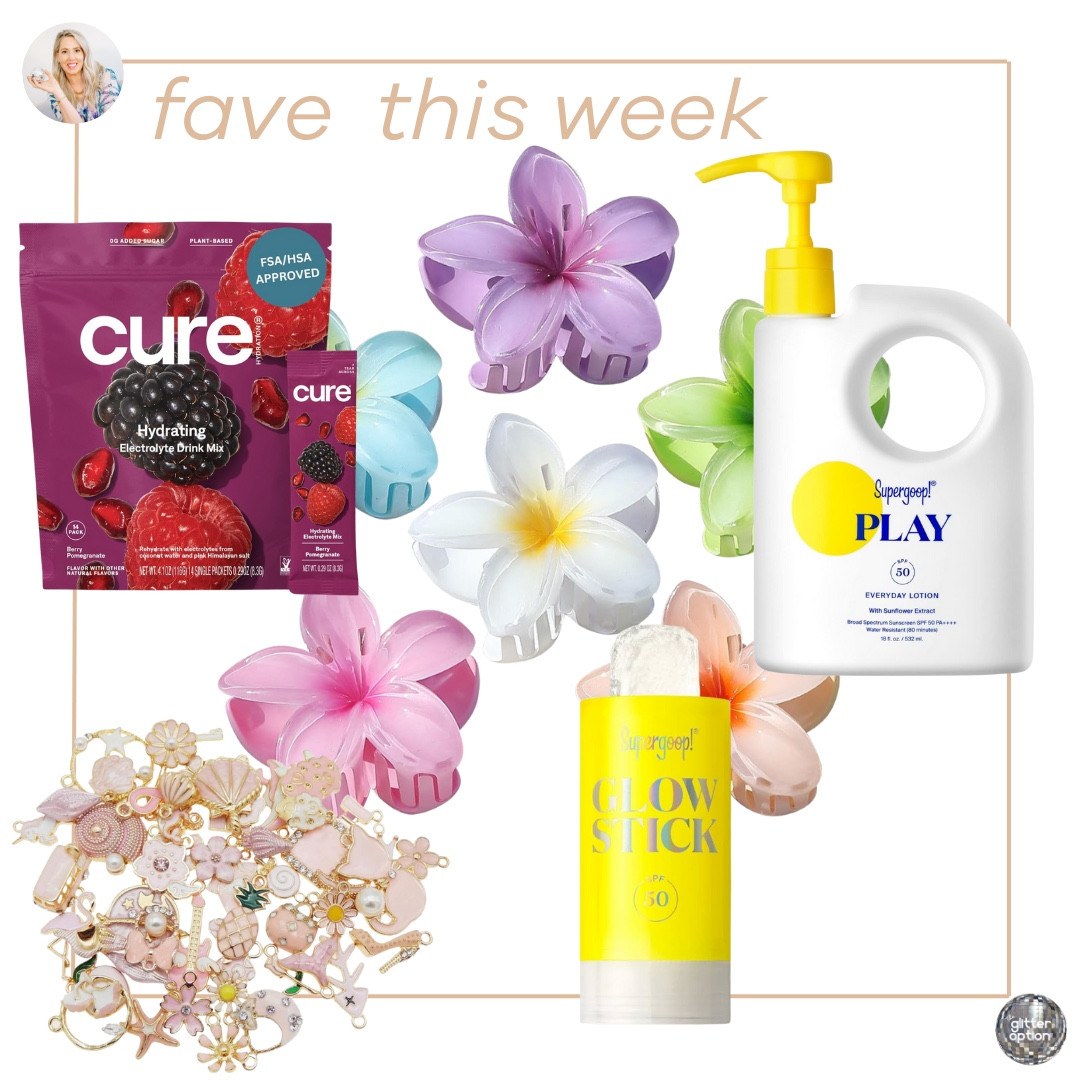 fave 🤚🏼 this week • beach edit

electrolytes first thing everyday
hair clips
best sunscreen hands down
sun break craft….

#LTKStyleTip #LTKTravel #LTKSwim