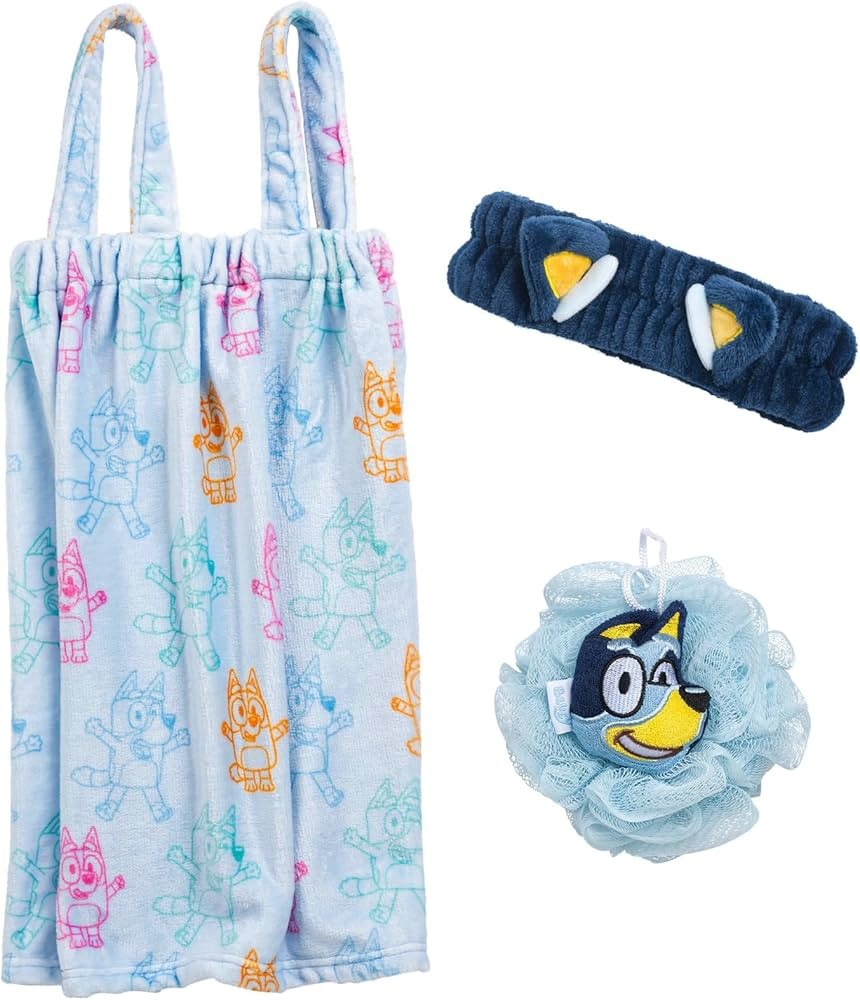 Jay Franco Bluey 3 Piece Spa & Bath Set - Includes Towel Wrap, Loofah & Spa Headband - Kids Bath ... | Amazon (US)