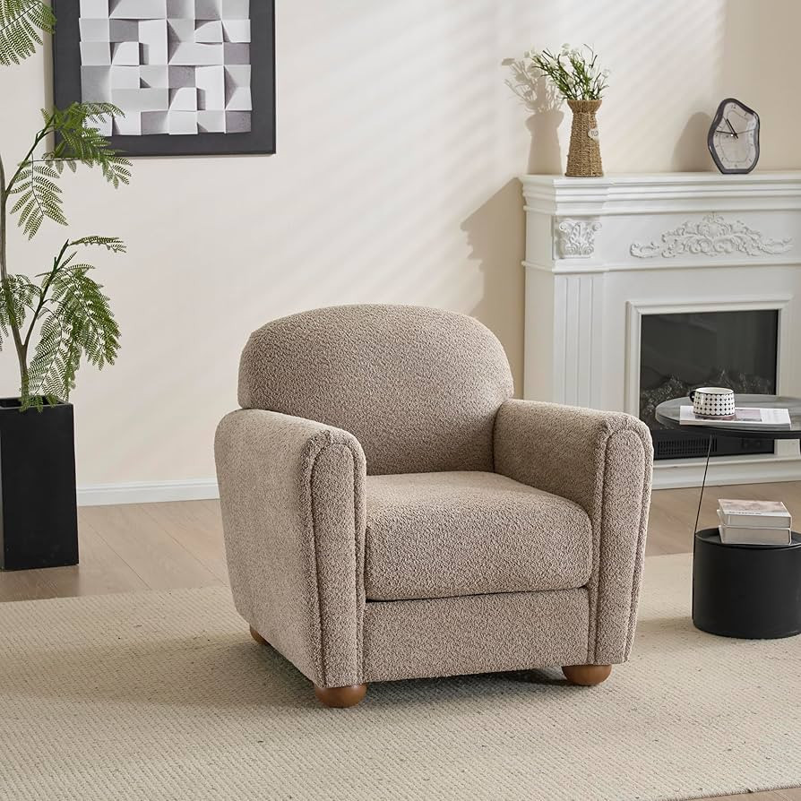 Christopher Knight Home Peysz Modern Accent Chair, Boucle Upholstered Armchair with Rounded Woode... | Amazon (US)