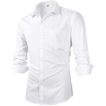 Beninos Mens Slim Fit Solid Point Collar Button Down Dress Shirt | Amazon (US)