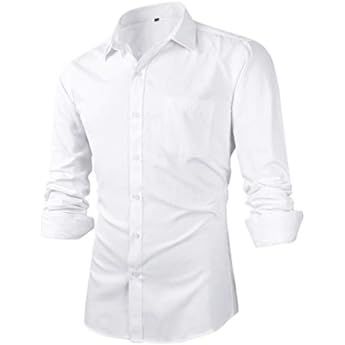 Beninos Mens Slim Fit Solid Point Collar Button Down Dress Shirt | Amazon (US)