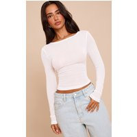 Petite White Sheer Long Sleeve Top | PrettyLittleThing US