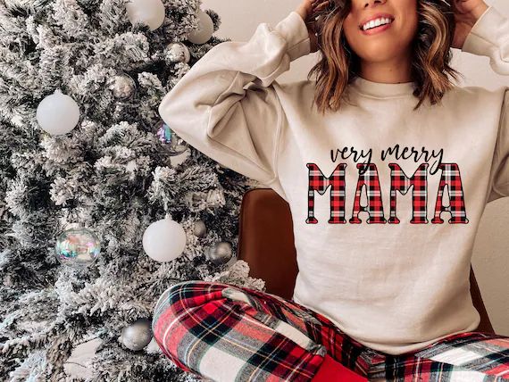 Merry Mama Womens Christmas Sweatshirt Christmas Pajamas | Etsy | Etsy (US)