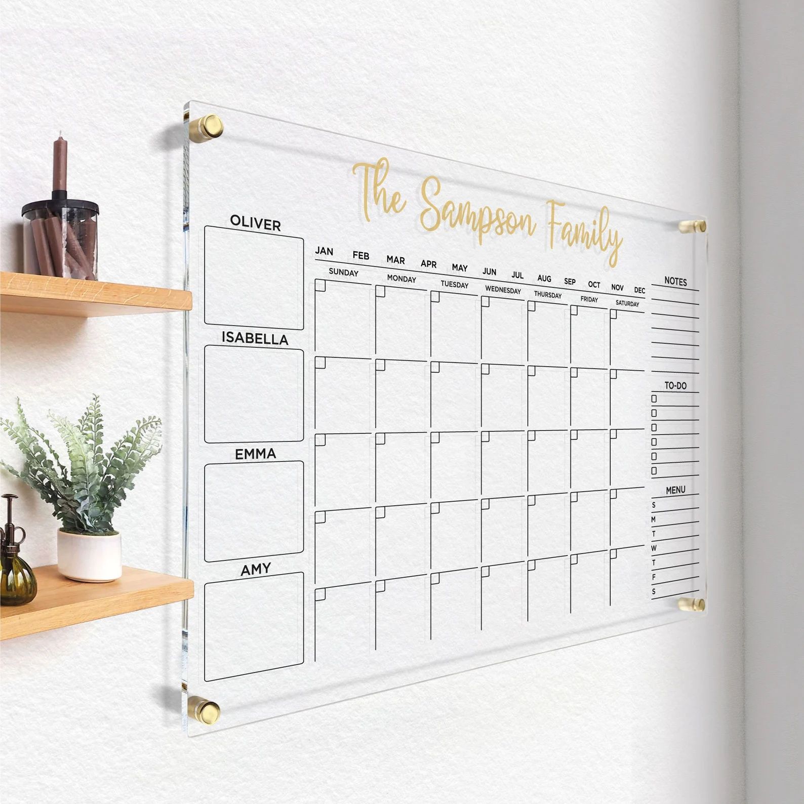 Personalized Acrylic Calendar for Wall  Acrylic Dry Erase - Etsy | Etsy (US)