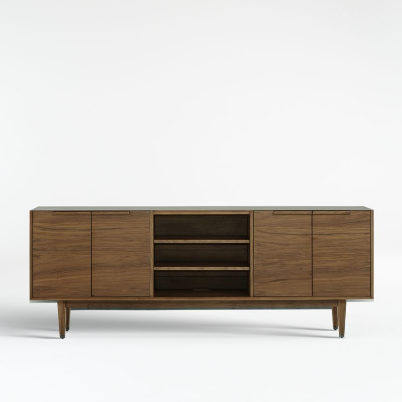 Tate Walnut 80" Storage Media Console + Reviews | Crate & Barrel | Crate & Barrel