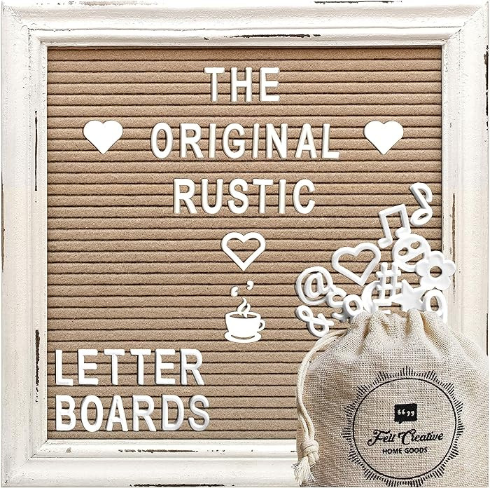 Cappuccino Felt Letter Board Back to School Sign with Rustic Wood White Frame - Farmhouse Letter ... | Amazon (US)