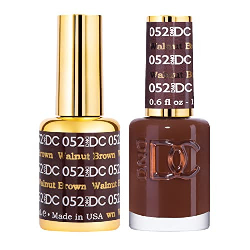 DND DC Gel Polish Set, Brown Collection, UV/LED Gel Polish and Air Dry Nail Lacquer, Matching Chip-Free Polish Duo, 052 Walnut Brown, 0.5 Fl Oz | Amazon (US)