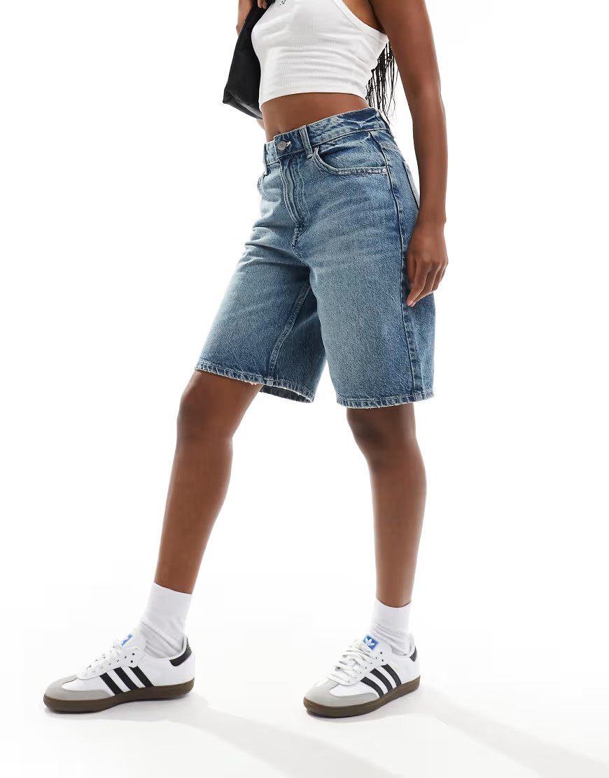 Cotton On longline denim jorts in blue crush | ASOS (Global)