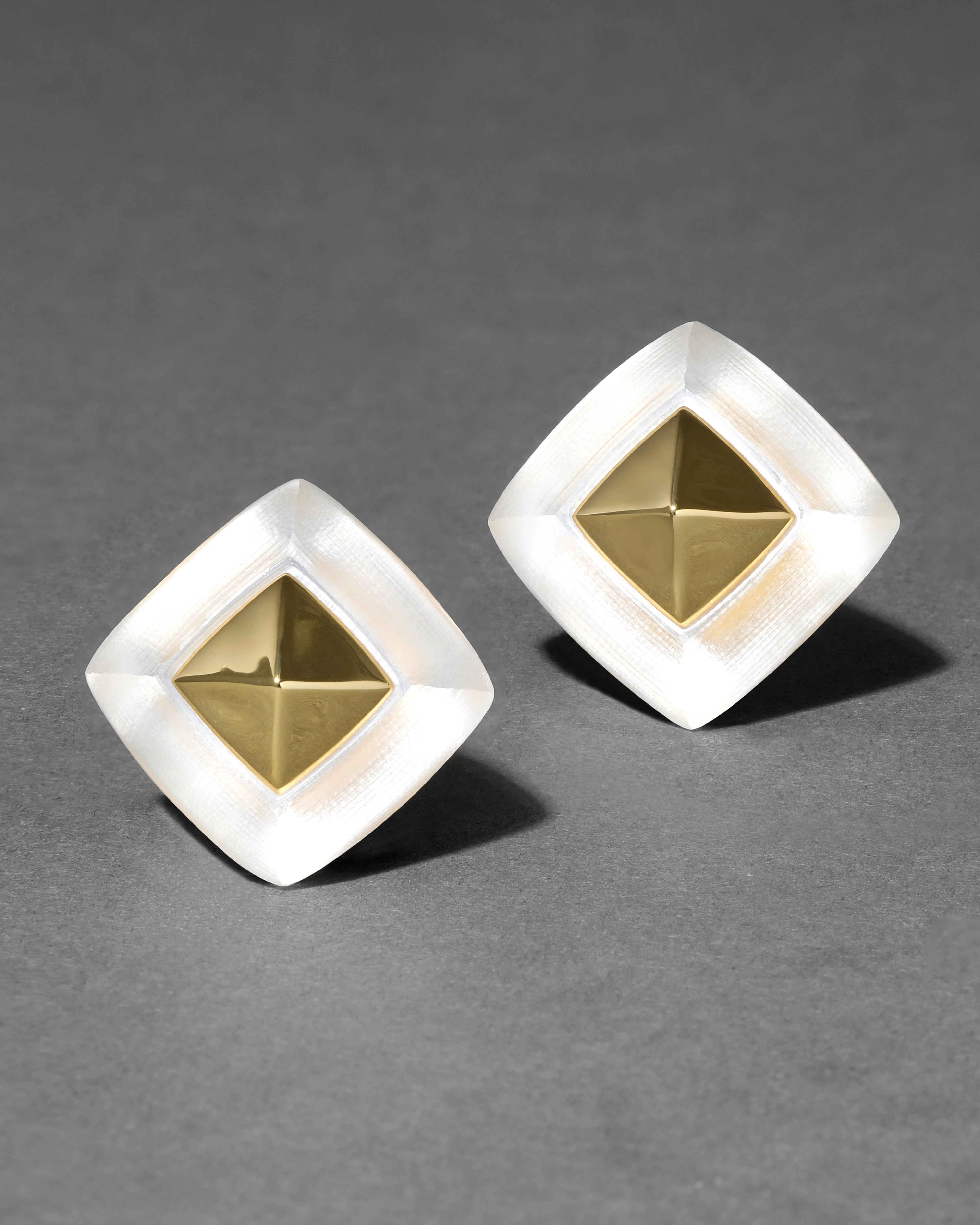 Silver Luminous Lucite Armor Post Earrings | Silver Post Earrings | Alexis Bittar