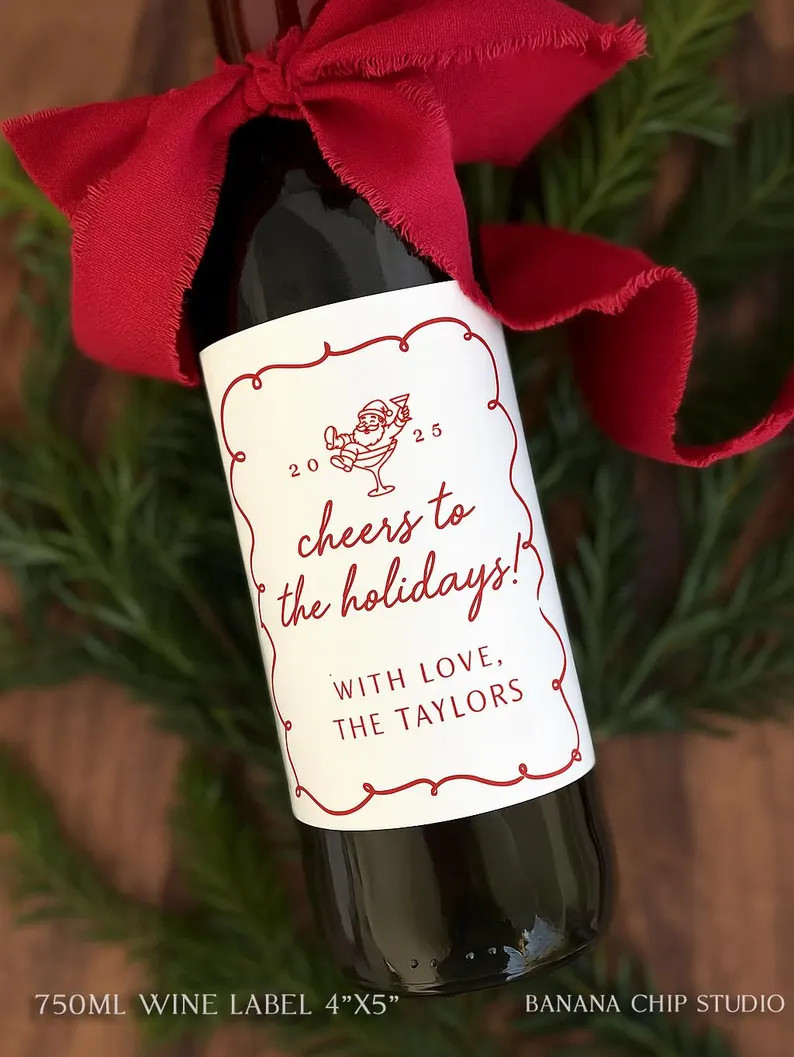 Personalized Christmas Wine Label: Cheers to the Holidays - Etsy | Etsy (US)