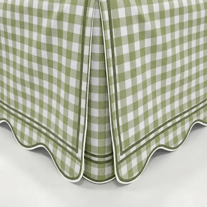 Checks Pattern Scallop and Double Border Bed Skirt - 8" to 39" Drop Length 1 PIECE BED SKIRT 3 Si... | Etsy (Global)