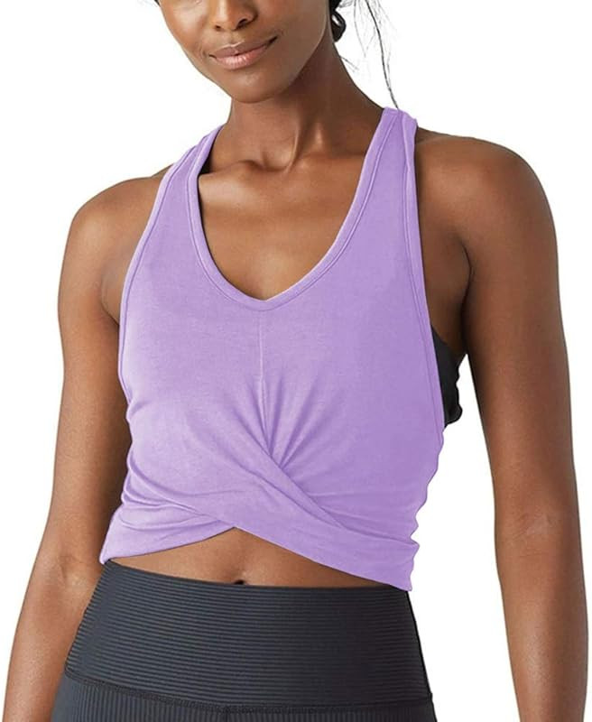 Bestisun Womens Workout Tops Loose Fit Flowy Cropped Tank Tops Athletic Shirts Racerback Crop Top... | Amazon (US)