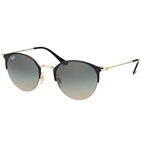 Ray-Ban Round RB 3578 187/11 Unisex Shiny Black Gold Frame Grey Gradient Lens Sunglasses | Bed Bath & Beyond
