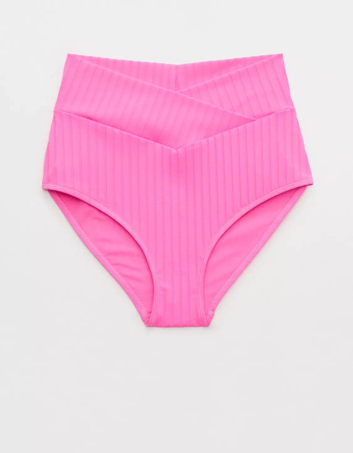 Aerie Ribbed High Waisted Full Coverage Bikini Bottom | Aerie
