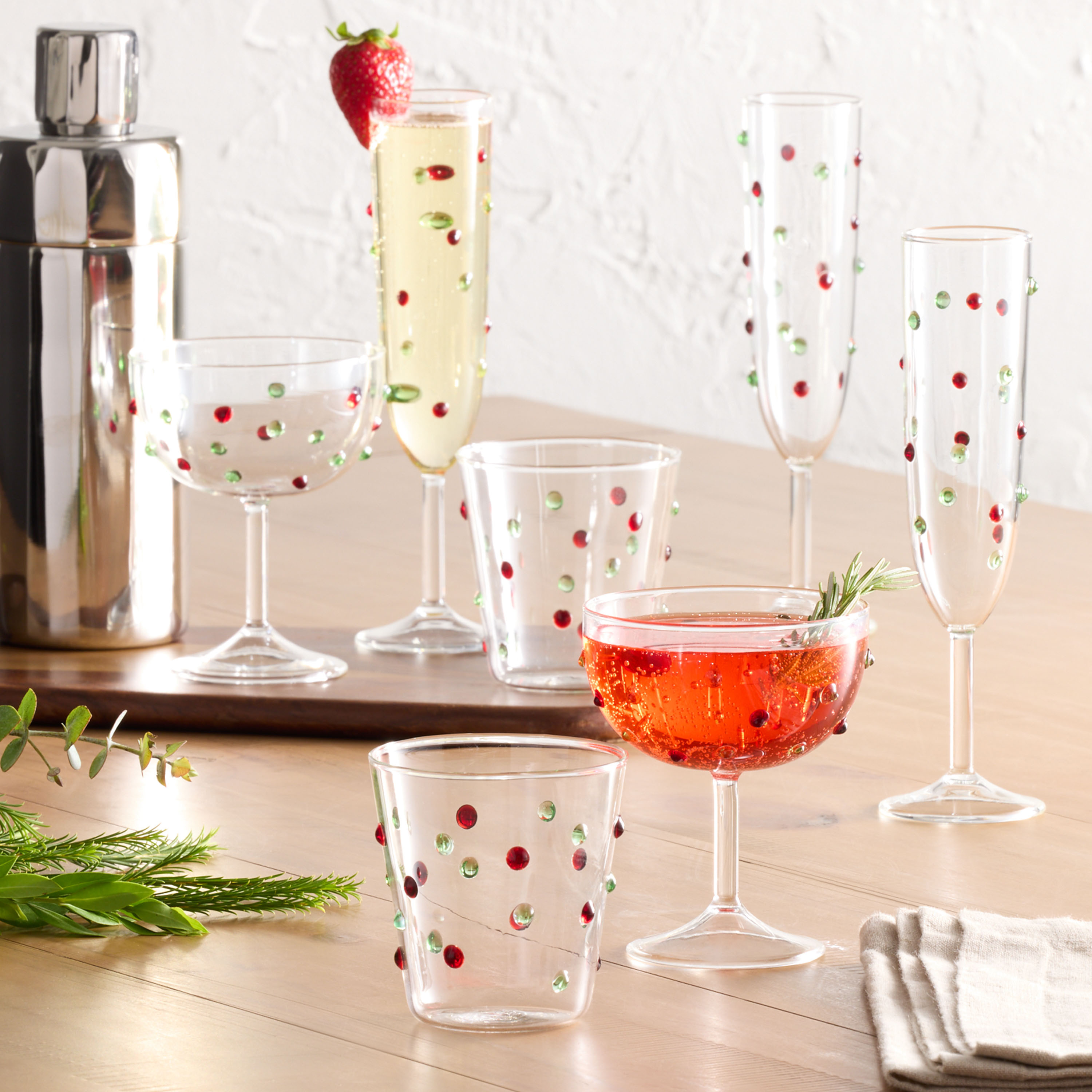 Red and Green Dot Bar Glass Collection | World Market
