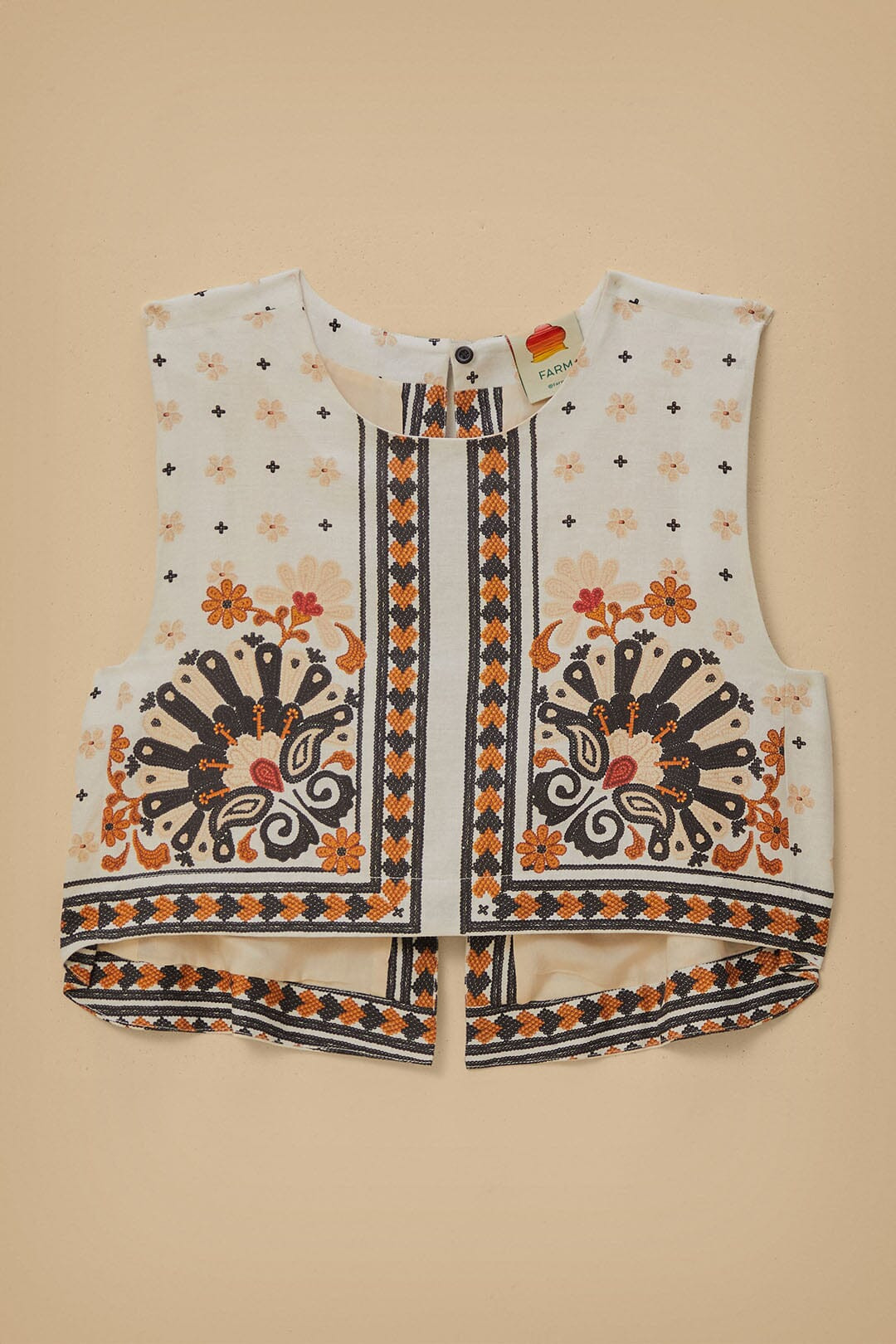 Flower Fan Tapestry Off-White Cropped | FarmRio (US)