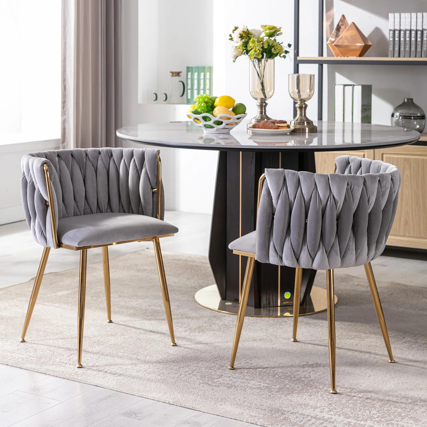 Uresti 17.75'' H Tufted Upholstered Metal Armchair (Set of 2) | Wayfair North America
