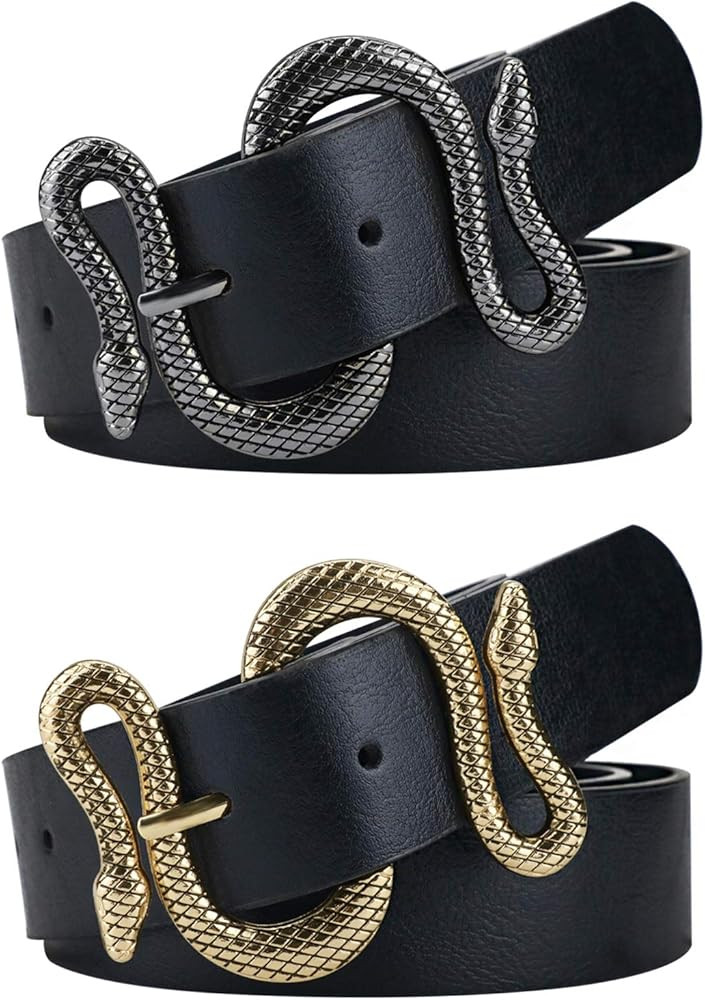 Belts for Women,Women Fashion Leather Belt for Dress with Snake Belt Buckle | Amazon (US)