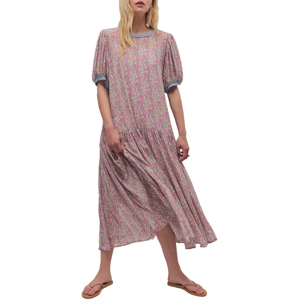 Free People Courside Crush Floral Chiffon Maxi Dress in Blush Combo at Nordstrom, Size X-Small | Nordstrom