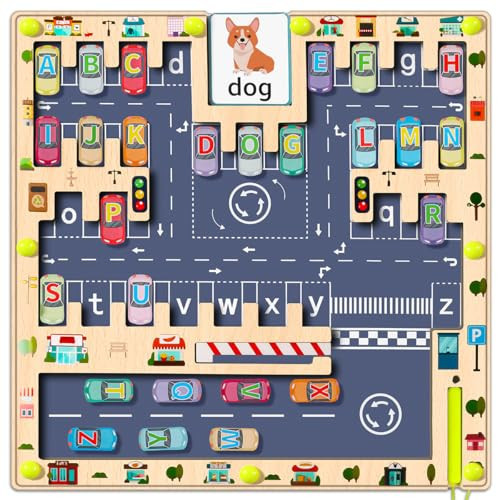 Magnetic Alphabet Maze Letter Puzzle, Montessori Magnetic Maze Board Toys with Card, ABC Fine Motor Skills Car Travel Toy for Toddler, Sensory Toys Birthday for Boys Girls 3-5 Year | Amazon (US)