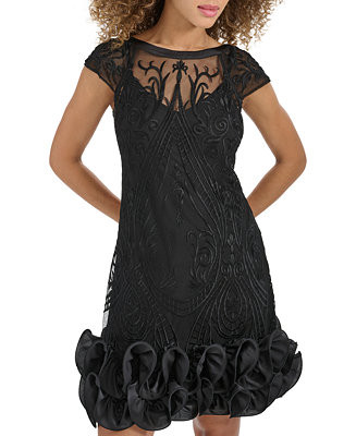 kensie Women's Embroidered-Mesh Ruffled-Hem Sheath Dress - Macy's | Macy's
